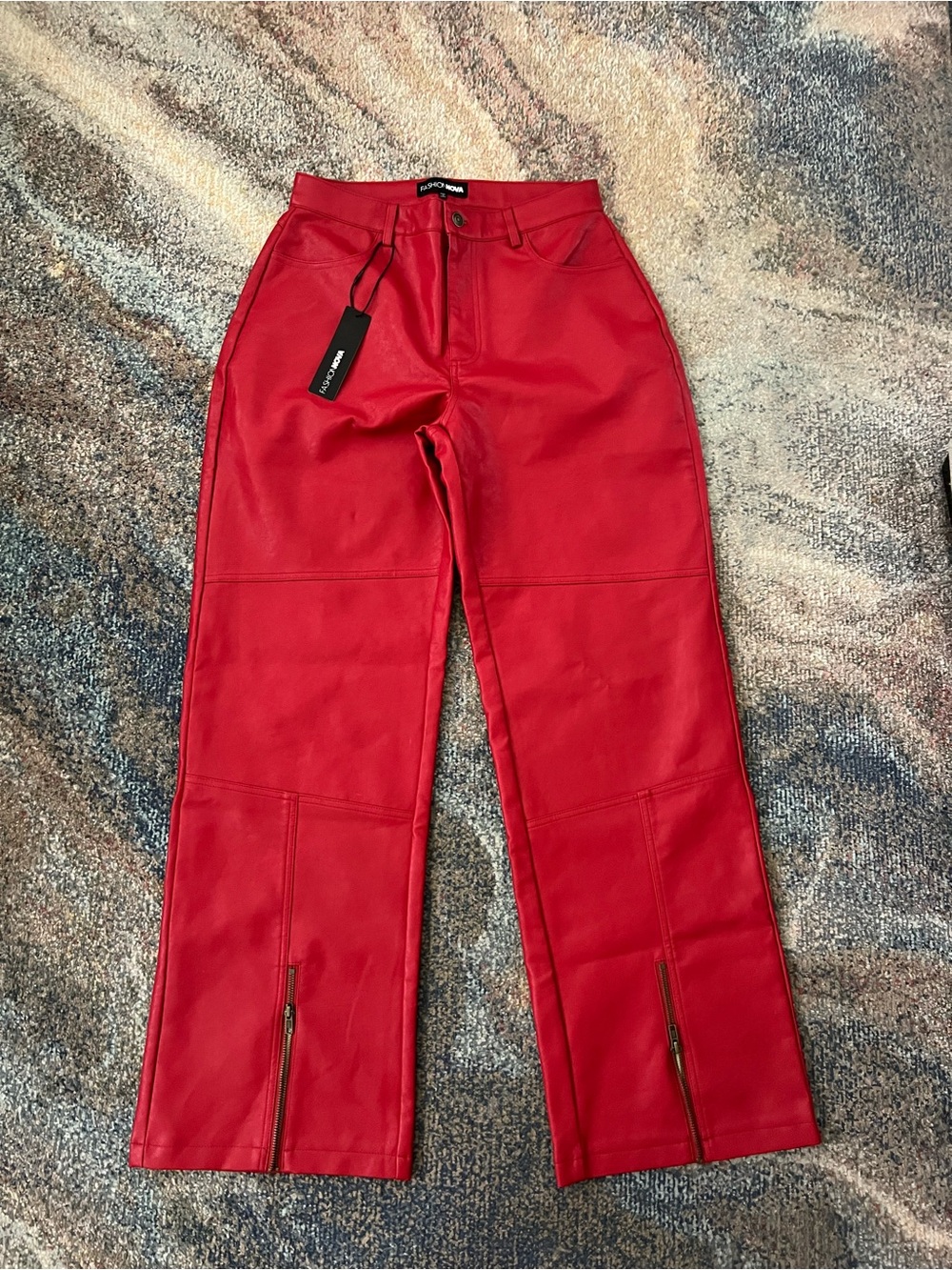 Fashion Nova Red Faux Leather Pants - Hot N Spicy Size Medium